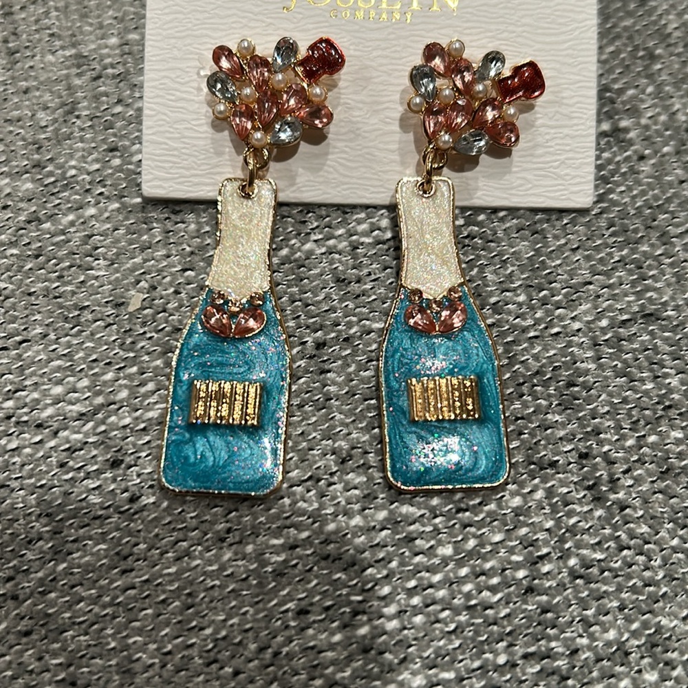 Blue and Gold Bottle Earrings
